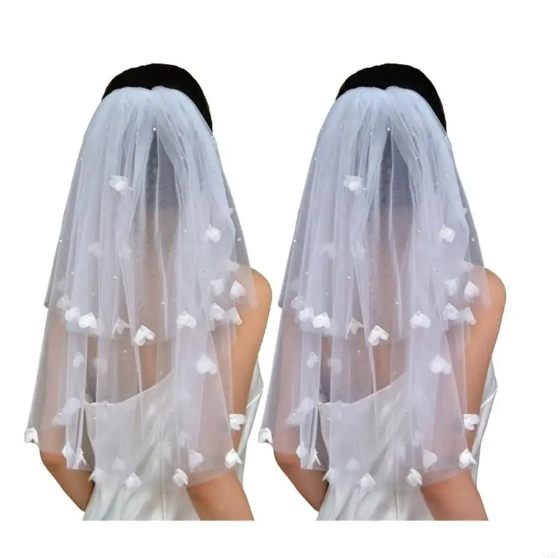 2025 حجاب زفاف أنيق جديد مطرز باللؤلؤ على شكل زهرة لحفلات خارجية وحدث خاص #1