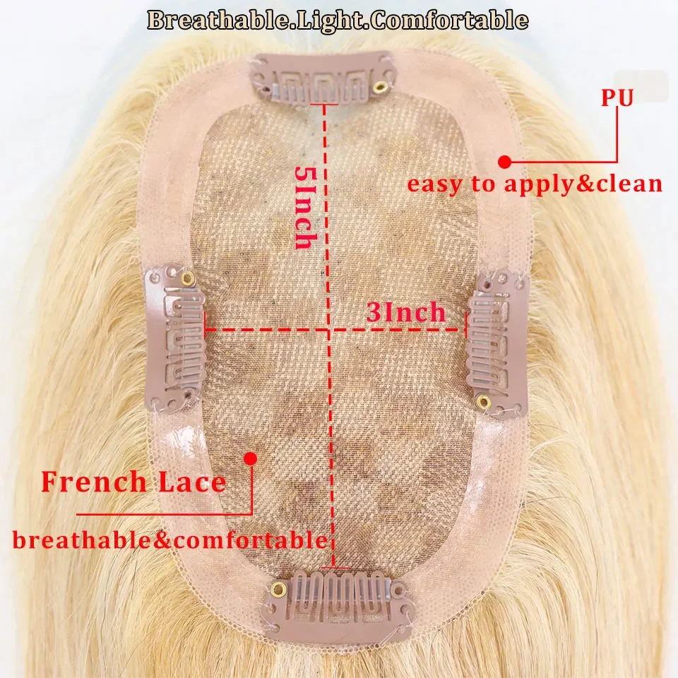 16" Blonde Human Hair Toppers Dark Roots For Women Brown Hair Piece Straight Hair Clip In Toppers Extensions For Woman Toupee