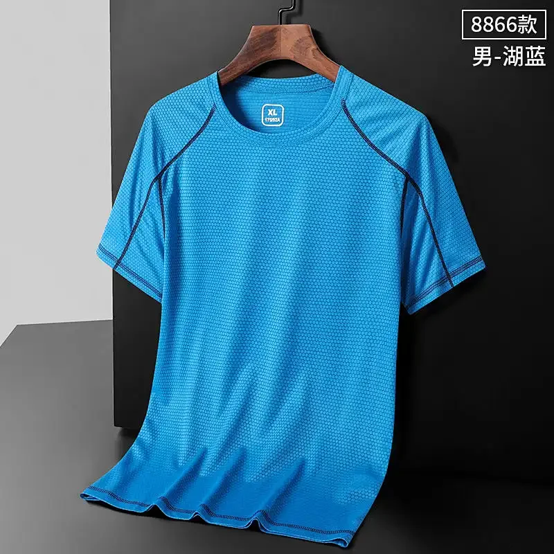 Men Quick Dry Short Sleeve T Shirt Breathable Ice Silk Top For Running Fitness Outdoor Sports
