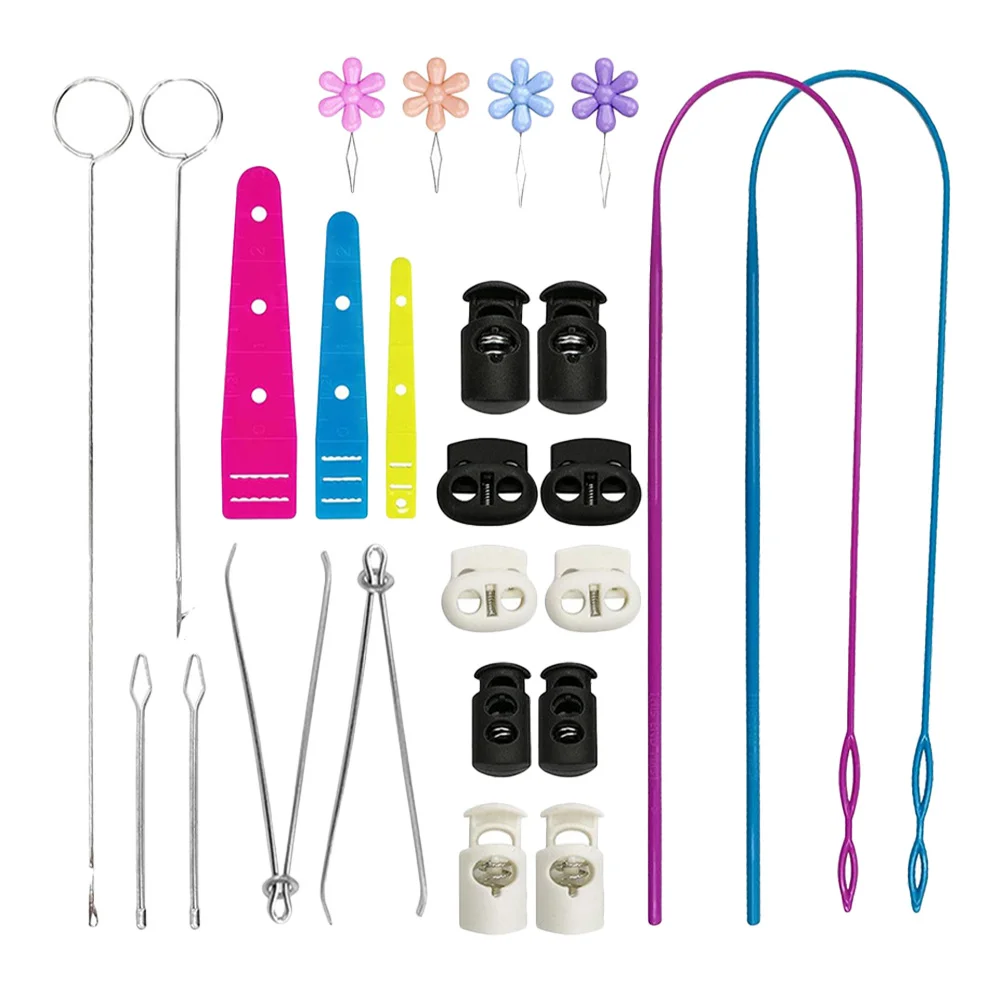 

1Set Drawstring Threader Sewing Tool ABS Stainless Steel Flexible Rope Threading Device for DIY Craft Hoodies Pants Bags