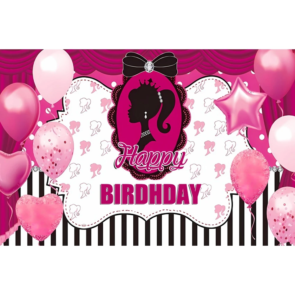 Barbie Party Hintergrund Rosa Fotografie Hintergrund Glamour Mädchen Dame Geburtstag Party Banner Kuchen Tischdekoration Dekor