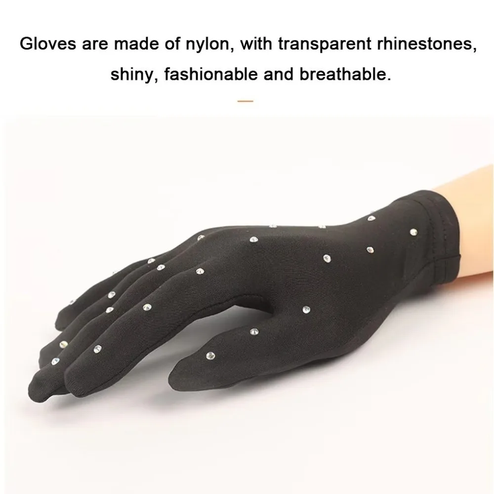 New Shiny Figure Skating Gloves Skin Friendly Fast Drying Skate Gloves Anti-slip Breathable Skating Performance Gloves for