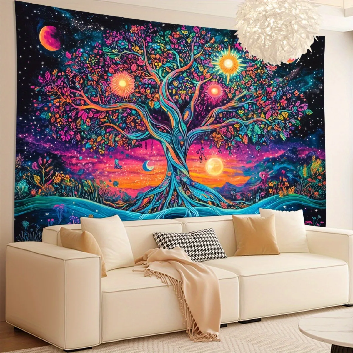 1 pieza, Tapiz de Árbol Psicodélico 3D, Colgante de Pared Vibrante para Sala, Dormitorio, Oficina, Decoración de Fiestas, Regalo