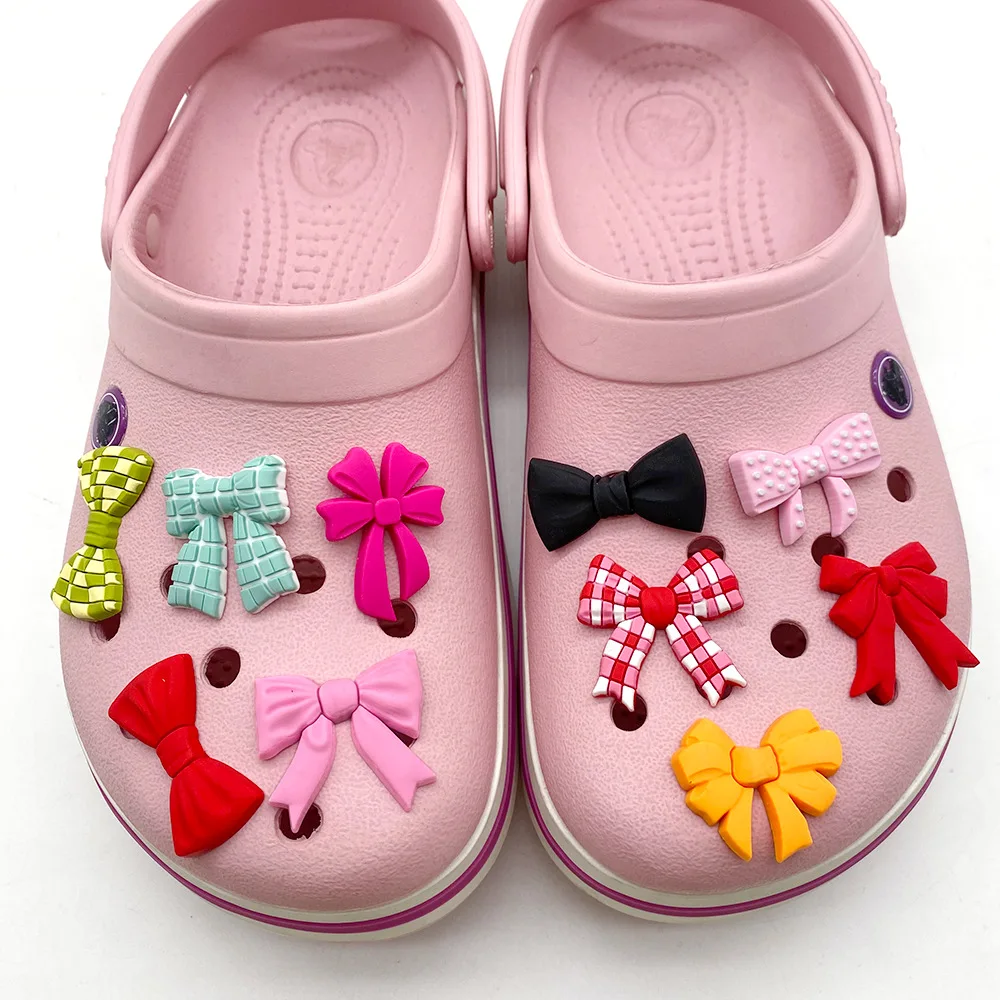 1/10pcs Cute Multicolor Bowknot PVC Shoe Charms For Slides Sandals DIY Clog Decor Accessories Girls Teen Fashion Party Gifts