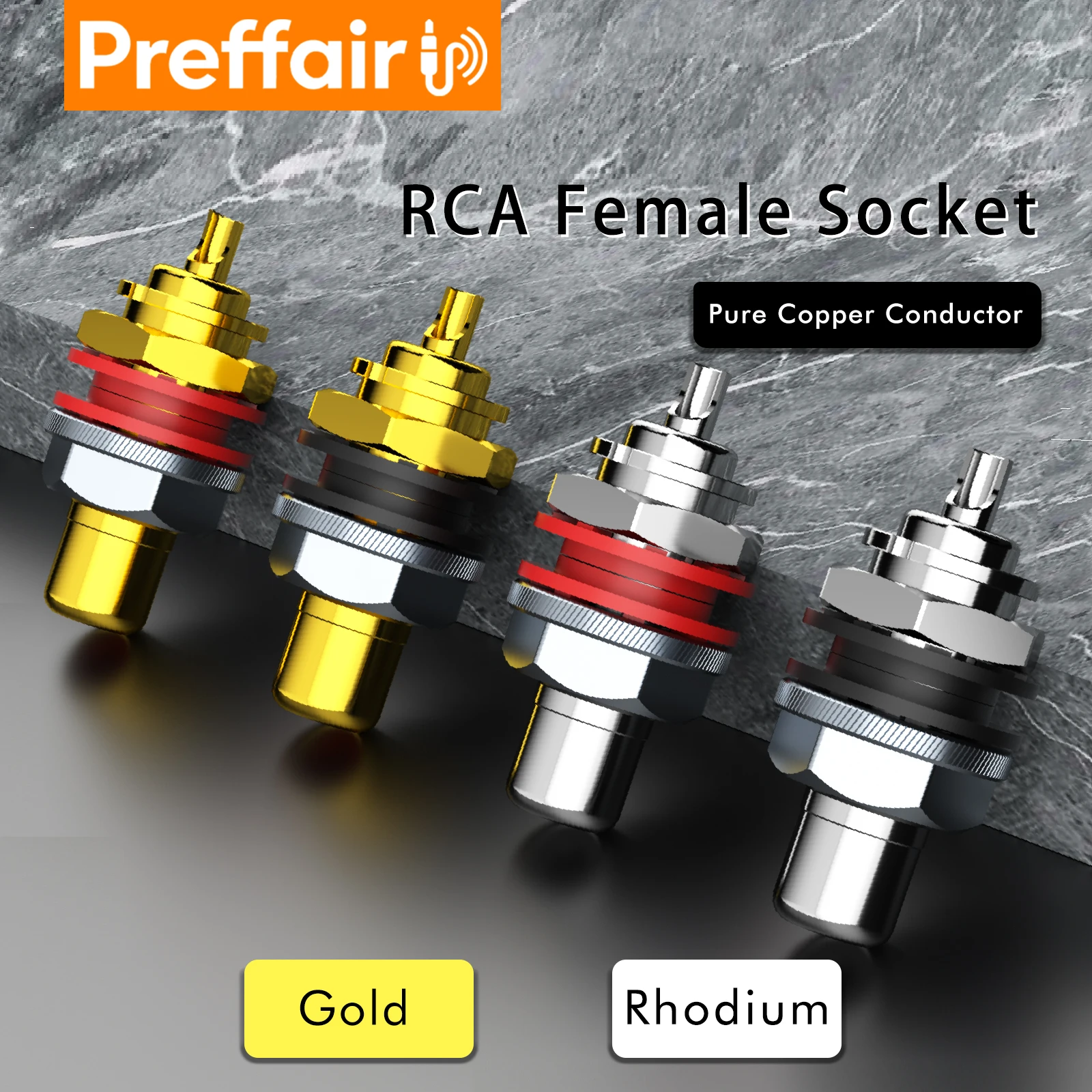 Preffair 4PCS Pure Copper RCA Terminal Gold/Rhodium Plated RCA Socket For Speakers Amplifier Audio Wire Connectors Panel
