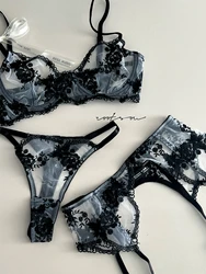 Garden three sets of sexy lace lingerie adjustment gathered hollow steel ring top ladies steel ring bra underwear set