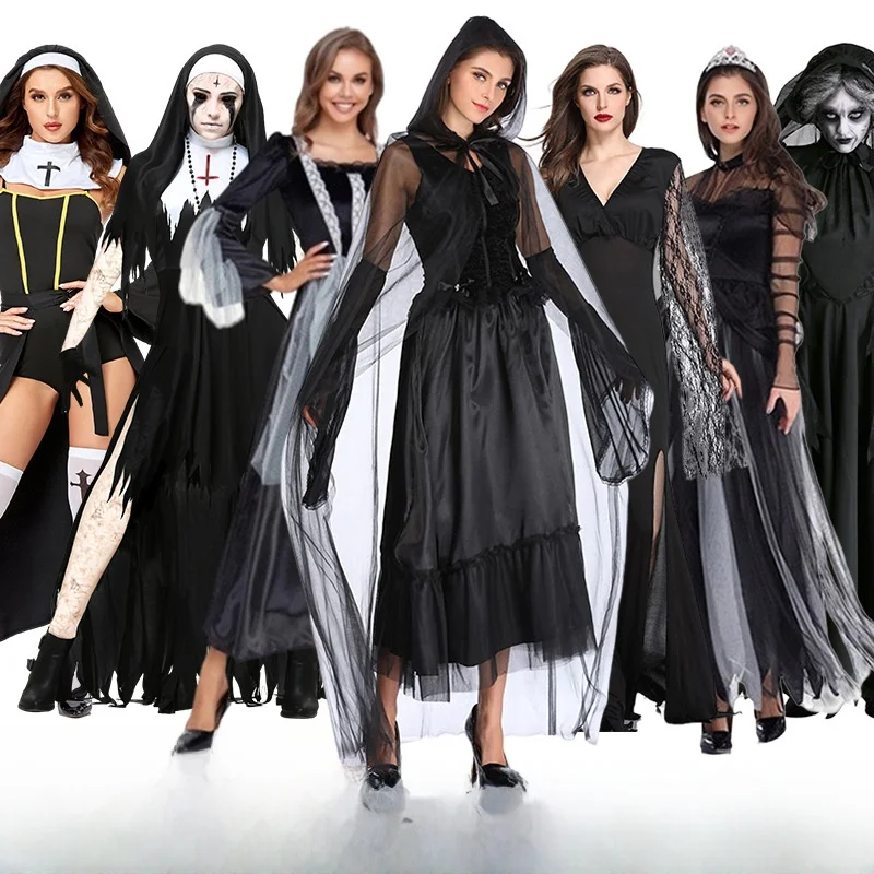 

Dark Theme Halloween Wedding Ghost Bride Costume Black Swan Performance Robe Women's Fashion Stage Outfit