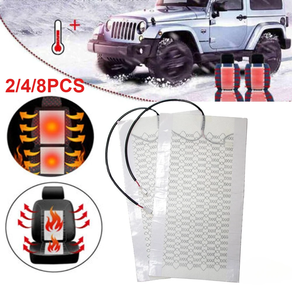 2pcs/4pcs/8pcs 12V Universal Car Seat Heated Heating Heater Carbon Fiber Heat Pads Kit Cushion Mat Winter Warmer Seat Covers Set