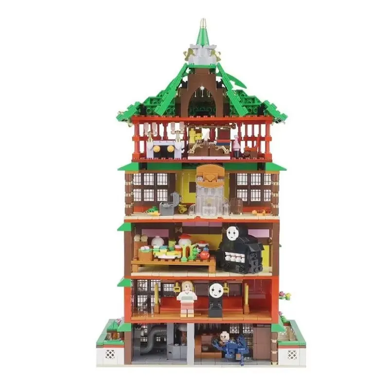 WGC 66032 Mysterieuze Stad Olie Huis Soep Oma Hot Spring Resort street view Model DIY Speelgoed Bouwstenen 1868 Stuks