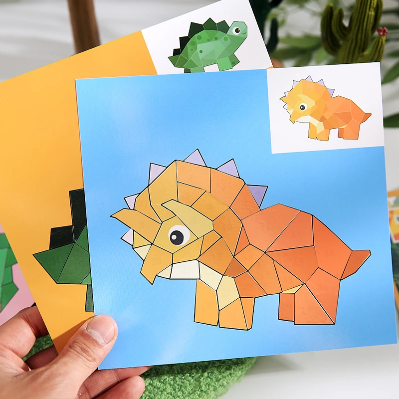 Mr Paper 12pcs/bag Sticker Book Students' Handmade 3D Geometric Collage DIY Stickers Early Educational Stickers For Journal