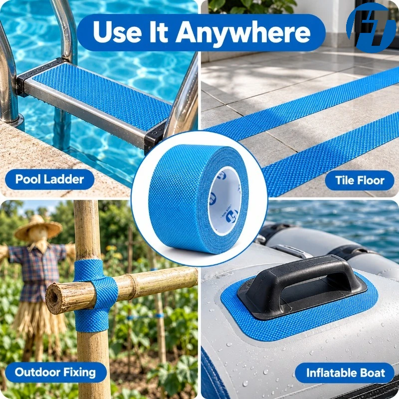 FEITE Anti Slip Tape 50mm x 10M Self Adhesive Safety Tape for Pool Ladders Tiles Inflatable Boats Straw Man Fixing Outdoor Use