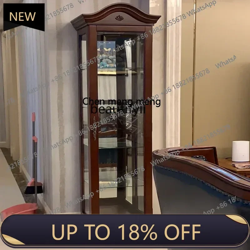 

P178 Side Cabinet American Corner European-Style Solid Wood Wall Wine Display Cabinet Made of Glass White Living Room Wine