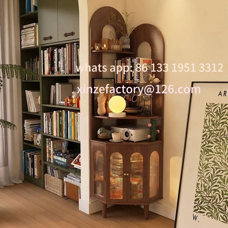 

Customizable Corner Cabinet Bedroom Shelf Retro Living Room Antique Corner Corner Show Bedside Table