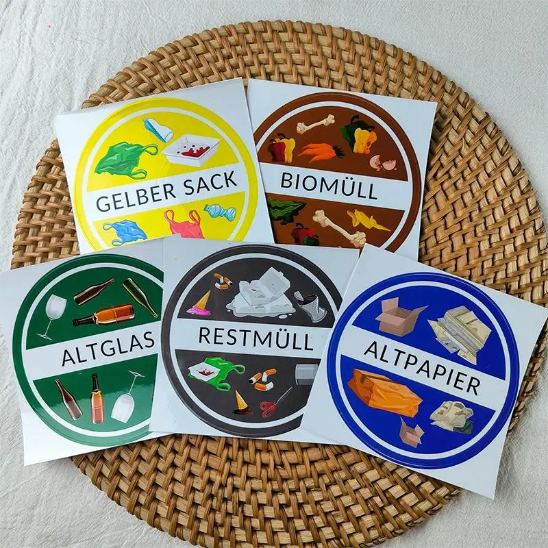 Recycling Bin Waste Sorting Sticker Waterproof Easy Garbage Classification Durable Label for Office Home Kitchen Use