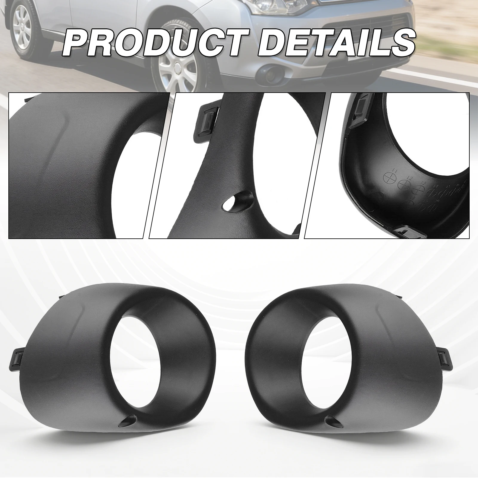 2 Stück Front stoßstange Nebels chein werfer Lampe Abdeckung Rahmen Lünette links und rechts für Mitsubishi Outlander d571 d572 – Detail 15