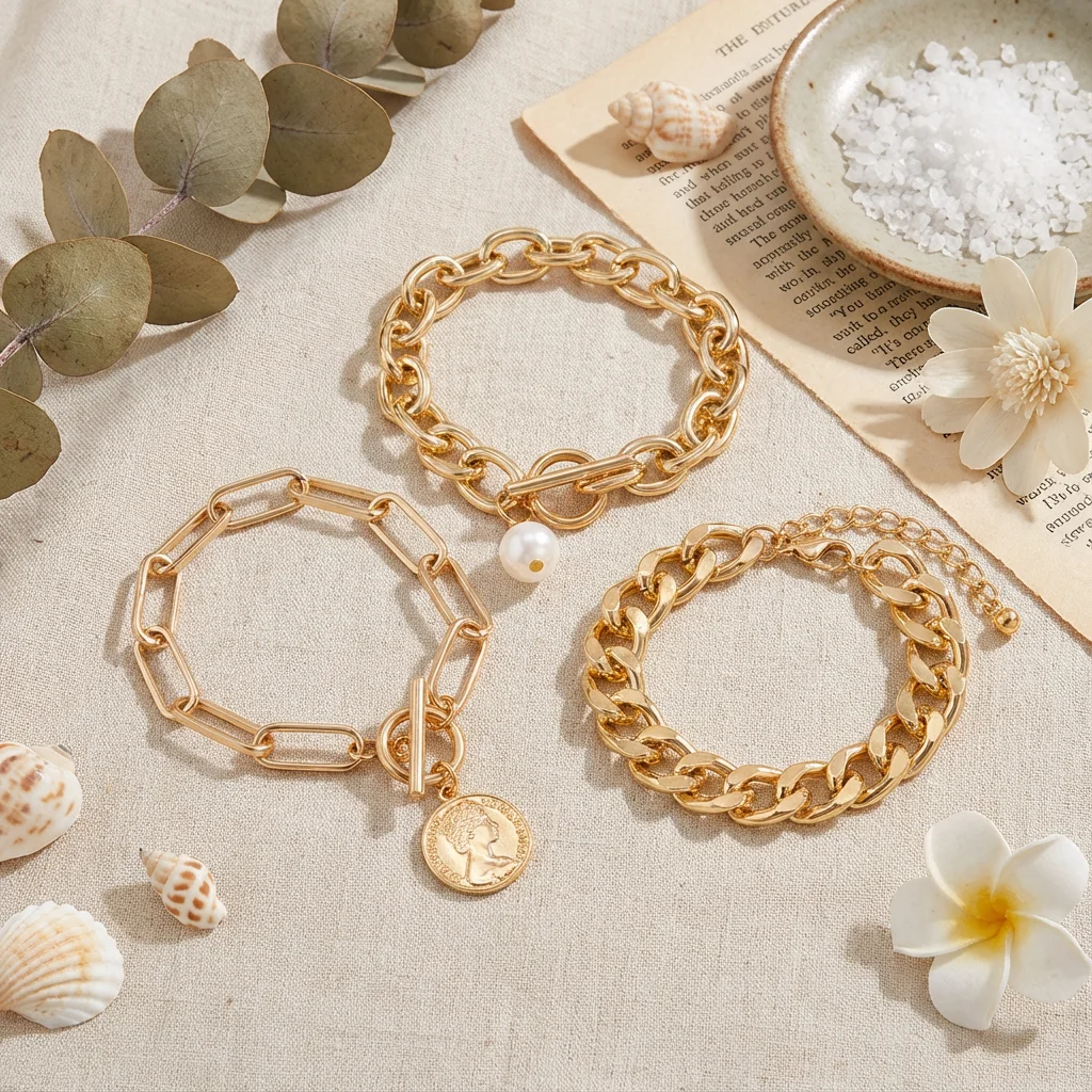 Retro OT Schnalle Multilayer Armband für Frauen Mode Charme Imitation Perle Anhänger Schnalle Gold Farbe Armreif Party Geburtstag Geschenk – Detail 3