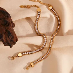 316 Stainless Steel Three Layers Weave Pearl Zircon Bracelet for Women Waterproof Dweatproof Non-fading Jewelry Wholesale