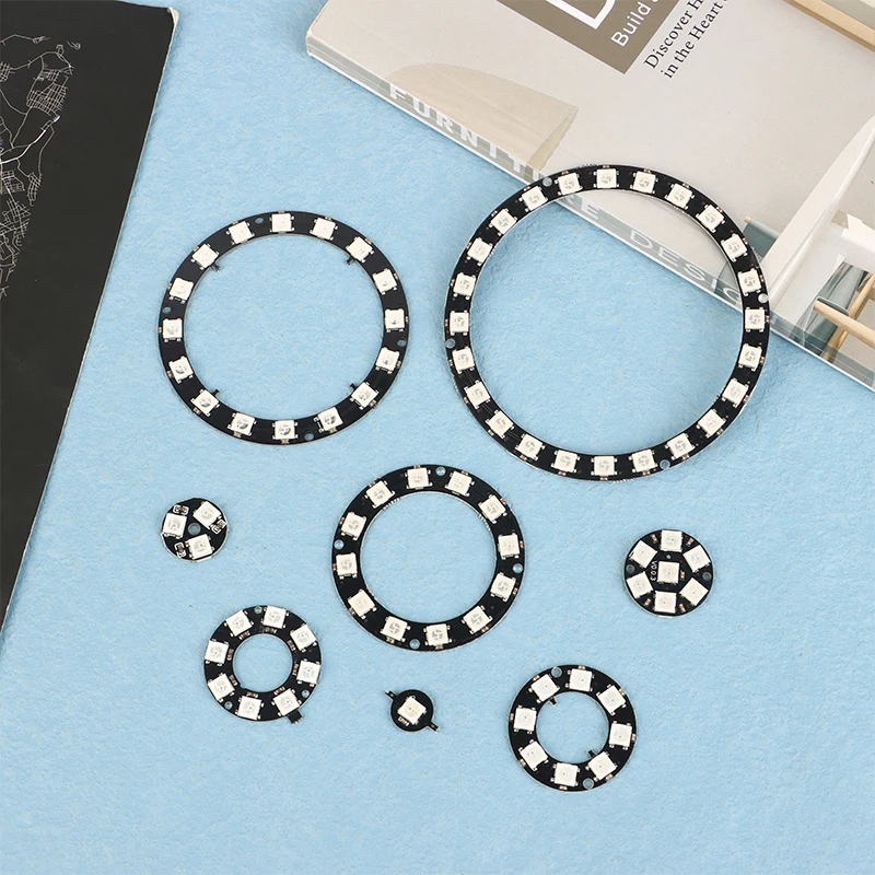 1pc WS2812B Individually Addressable Pixel Ring 1/3/7/8/12/16/24 LEDs WS2812 Built-in IC 5050 RGB LED Ring Module Led Light DC5V