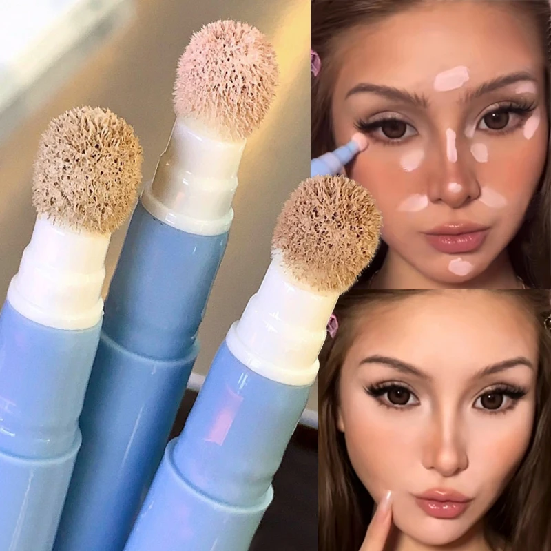 Soft Plush Head Concealer Pen Sticks Conceal Spot Blemish Cream Even Skin Tone Brightening Oil Control Face Contouring Makeup