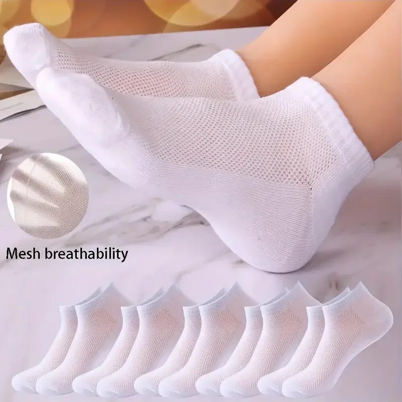 Versatile Mesh Short Socks Comfy & Breathable Ankle Socks Women\'s Stockings & Hosiery