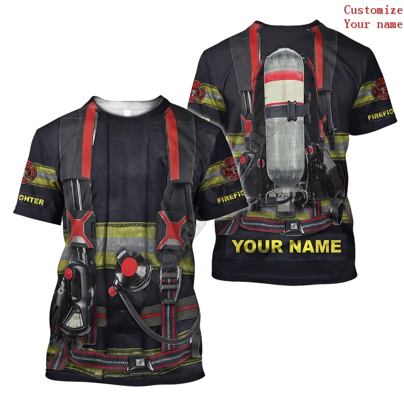 

Customize Name Firefighter 3D All Over Printed t shirts women for men Summer Casual Tees Short Sleeve T-shirts Short Sleeve 02