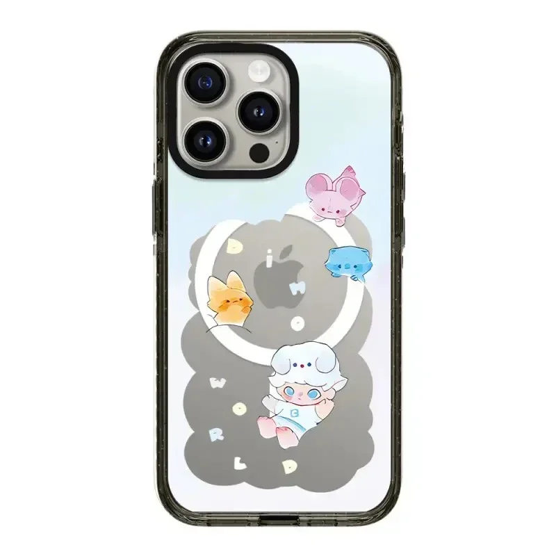 

Cartoon Doll Cloud 2.0 Acrylic Black Border Magnetic iPhone 12 13 15 14 16 Pro Max Protective Case, Fits iPhone 16 Pro Max