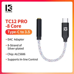 KBEAR TC12PRO 8core USB Type C to 3.5mm DAC HiFi earphone adapter with cable converter Decoder Cable For iPhone Samsung huawei
