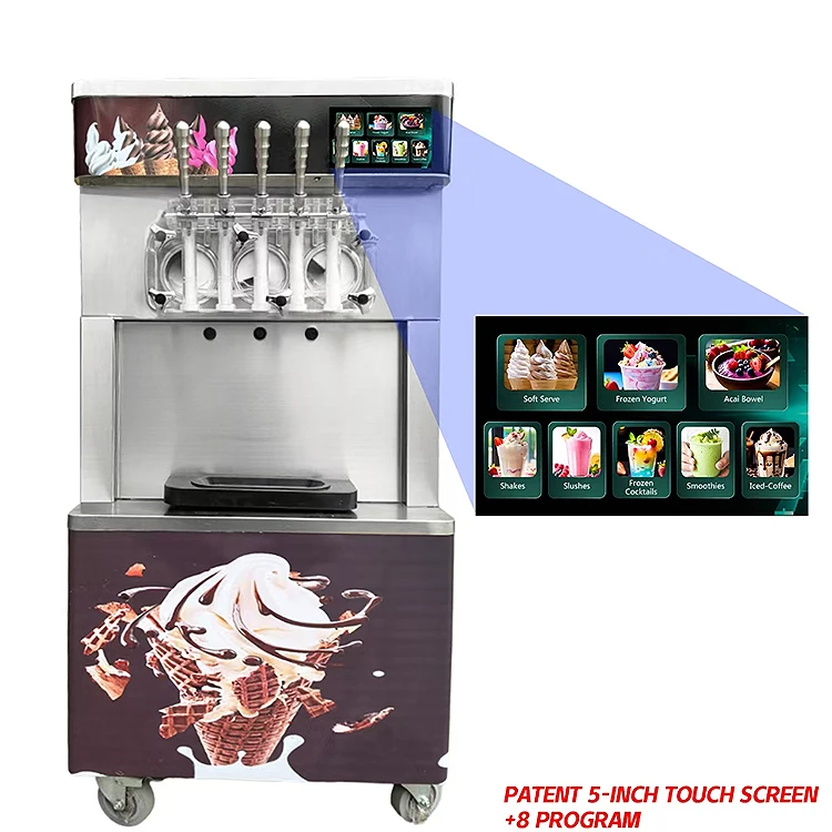 3-5-7 Flavors Vertical Commercial Slush Milkshake Maker Frozen Drink Soft Ice Cream Machine Soft Serve Ice Cream Machine