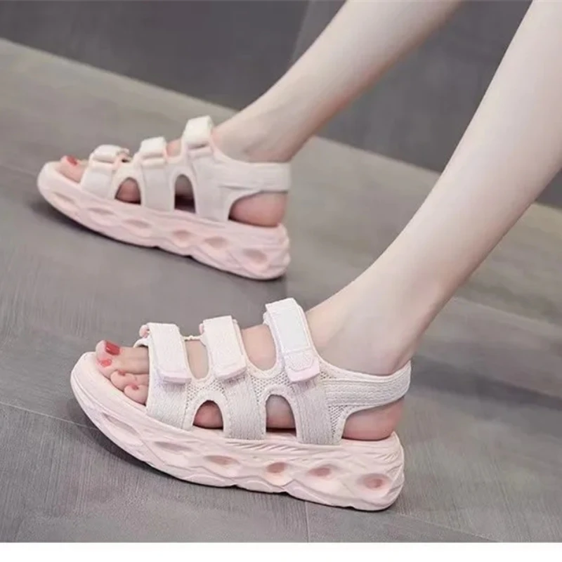 2024 Summer Fashionable Casual and Comfortable Girls' Versatile Breathable and Wear-resistant Thick-soled Wedge Sandals