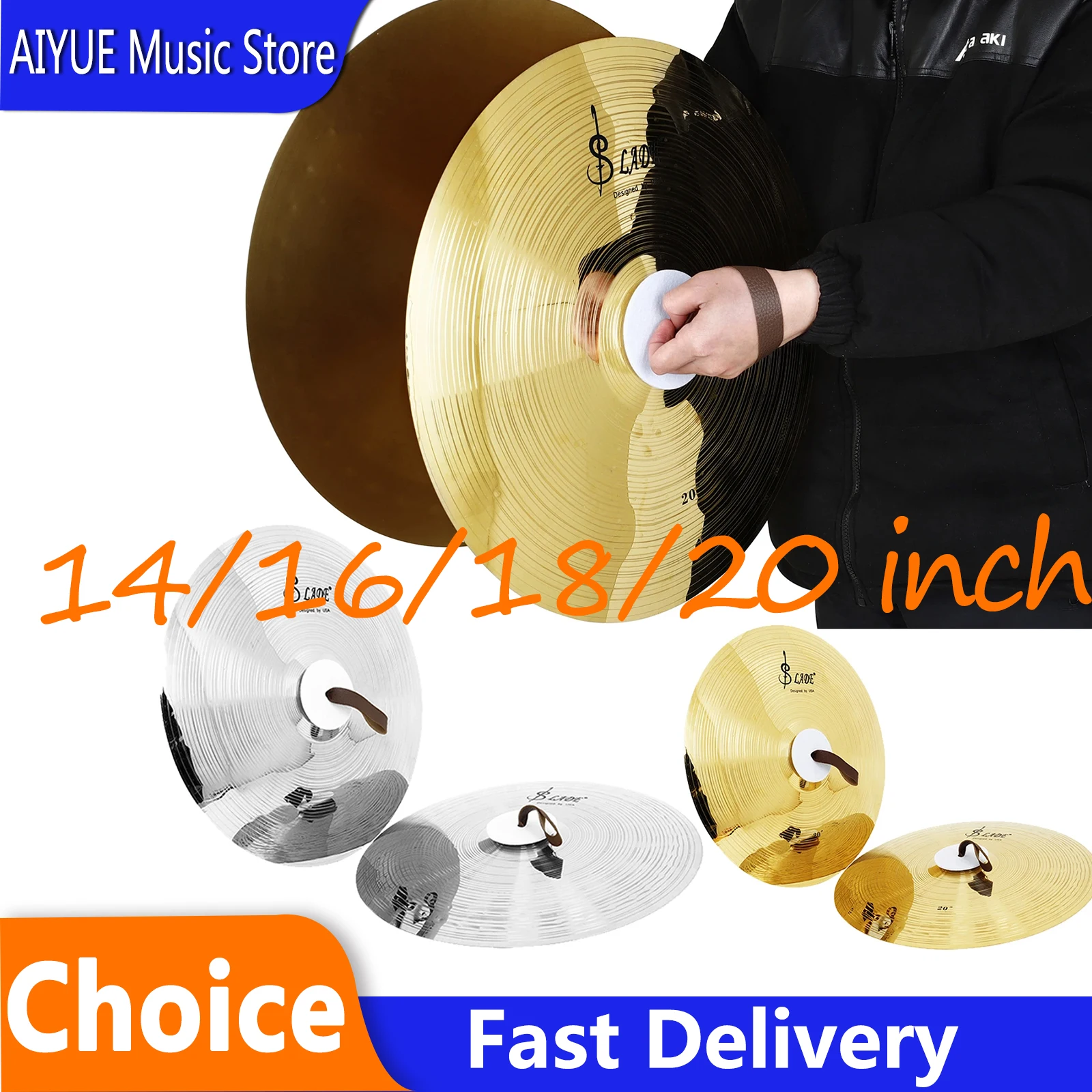 

SLADE Military Cymbal Marching Cymbal 1 Pair Hand Cymbals 14/16/18/20 Inch Drum Set Cymbal For Perform Percussion Instrument