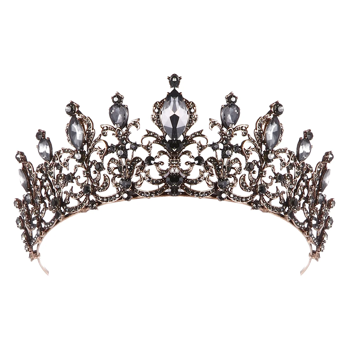 

Hair Jewelry Baroque Crown Wedding Rhinestones Headdress Headpiece Black Headwear Miss