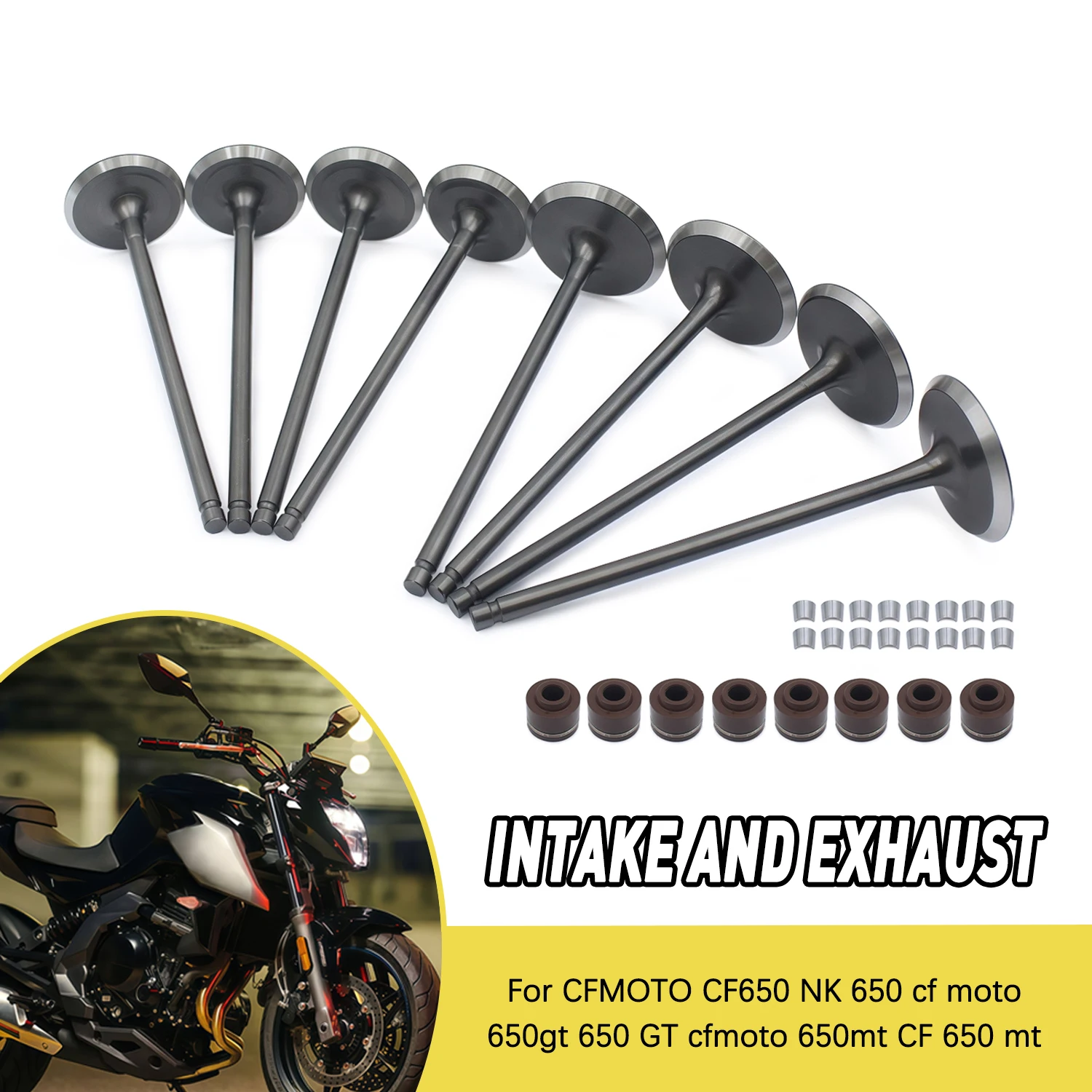 

Комплект уплотнений клапанов (впускных и выпускных) для мотоциклов CFMOTO CF650 NK 650, 650GT, 650MT