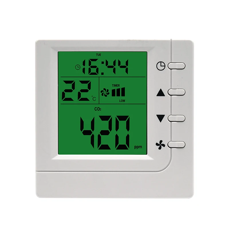 White shell real time monitoring Temperature and CO2 HVAC three speed ventilation system fan controller