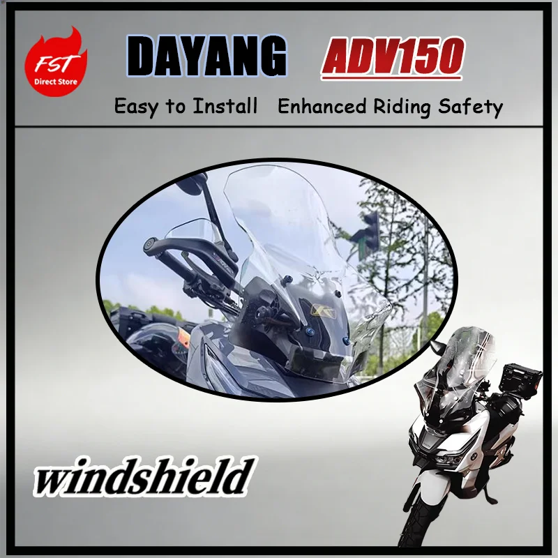 FOR Dayang ADV150 Enhanced Thickened Windshield Heightened Front Wind Deflector Easy Clean And Long Lasting Protection