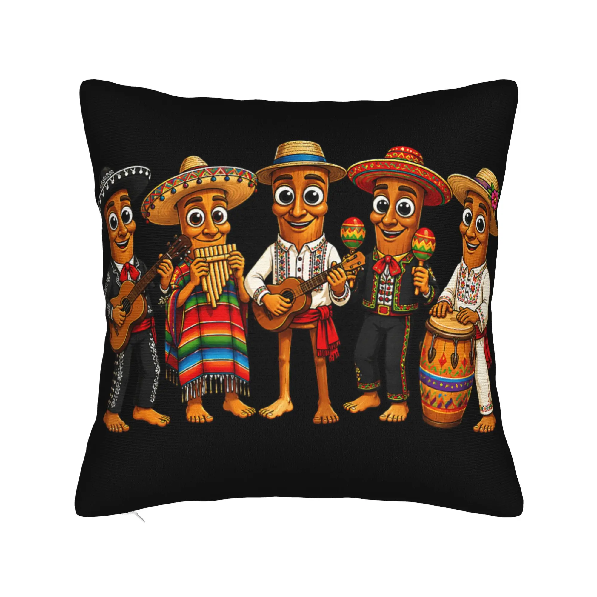 Latin Music Band Fiesta Meme Tung Sahur Mariachi Folk Music Pillow Case Comfy Pillow Cover Pillowcases For Couch Sofa Bedroom