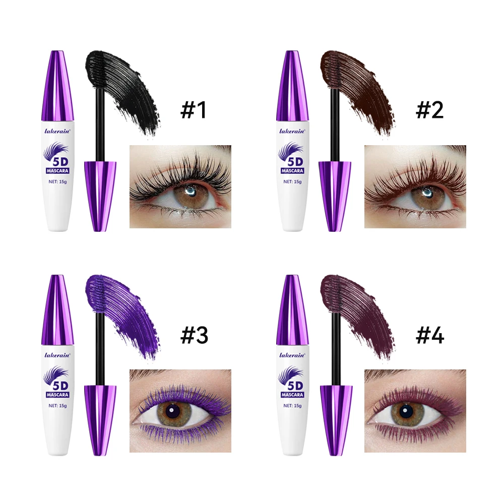 Vrouwen 5D Waterproof Mascara Zwart Volume en Length-Thrive Tubing Mascara voor wimpers, Fiber Lash Extensions Gekleurde Mascara