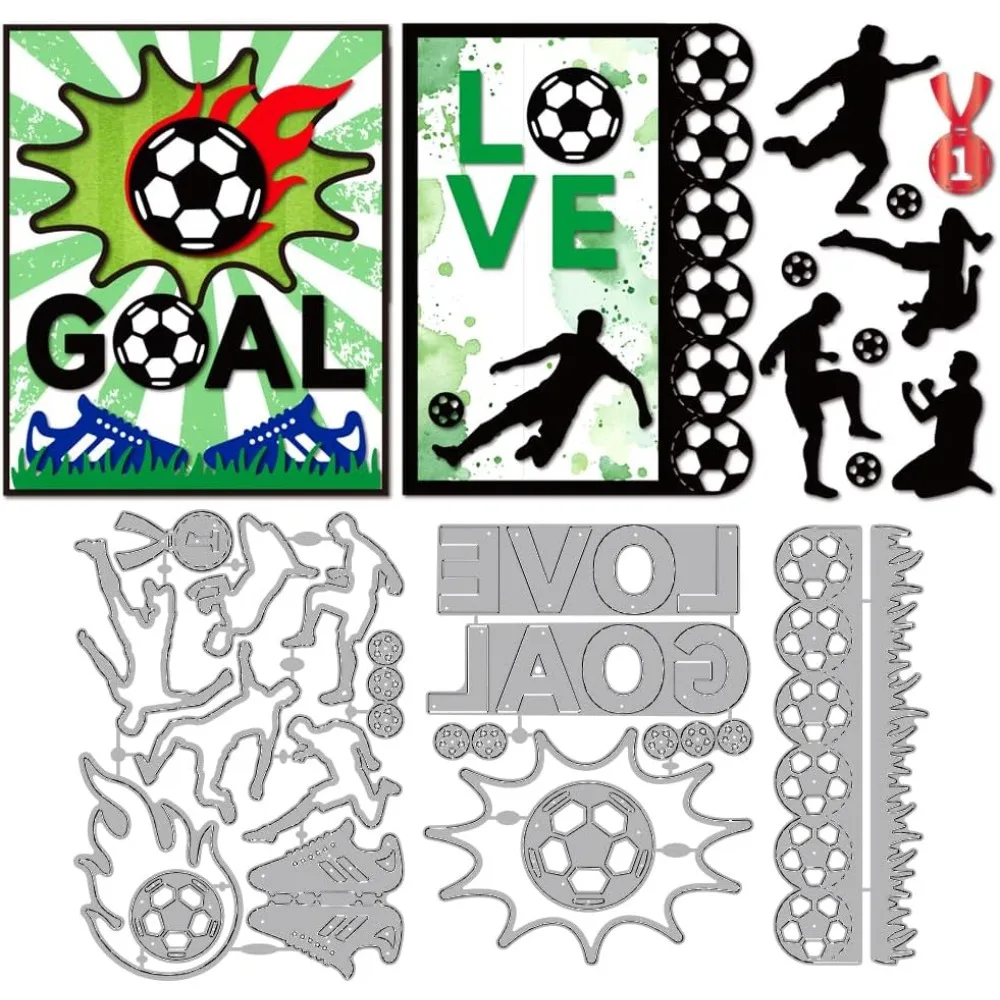 Fußballspieler Metall sterben Schnitte Liebe Ziel Medaille Stanzformen Schablone Sport Turnschuhe Prägung Scrapbooking Schnitte Vorlage