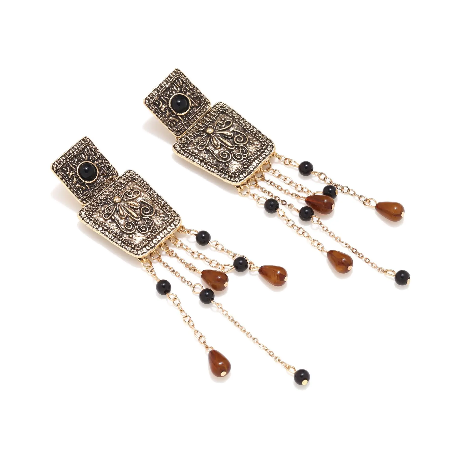 2025 ZAA شخصية مربع الخرز المعدني هامش أقراط للنساء مجوهرات خمر هدايا مجوهرات حفلة عطلة