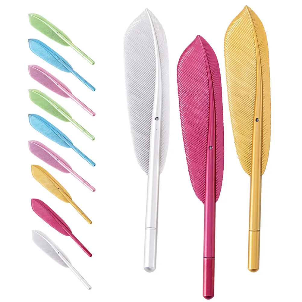 

12Pcs Plume Pen Colorful Design Comfortable Grip Student Writing Pens for Home School Office Smooth Ink