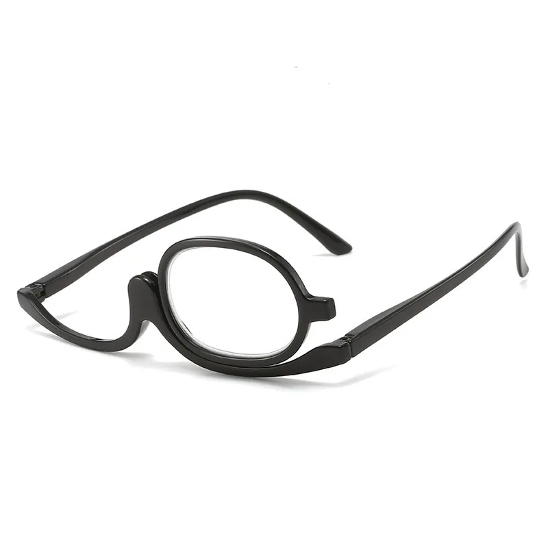 نظارات قراءة عصرية عالية الدقة، نظارات مرآة مكياج بإطار كامل بيضاوي مع غطاء قلاب، محمولة للنساء الصغرات وكبار السن #2