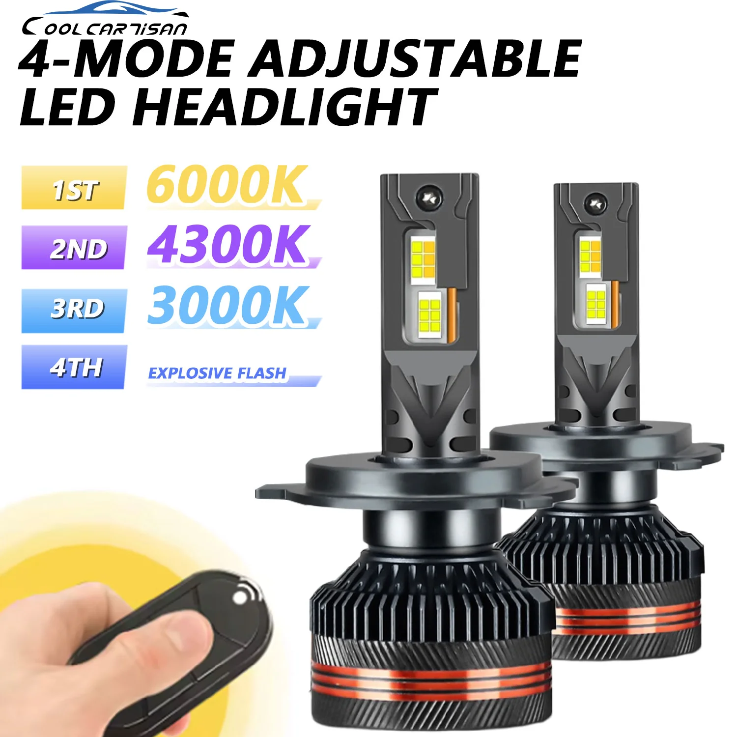 

EAGLEVISION LED High Power Canbus Remote Control HeadLamp 3000K/4300K/6000K Lighthouse 9005 9006 9012 H1 H4 H7 H11 12V 24V