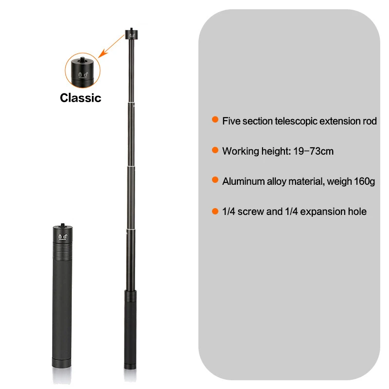 73CM Selfie Stick Portable Adjustable Extension Rod Pole For Action Camera Microphone Stand Camera Stick Monopod