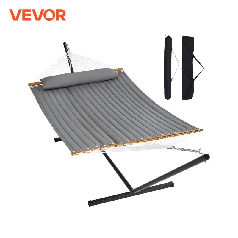 VEVOR Two Person Hammock with Stand Included Heavy Duty 480lb Capacity with 12FT Steel Stand & Portable Carrying Bag & Pillow