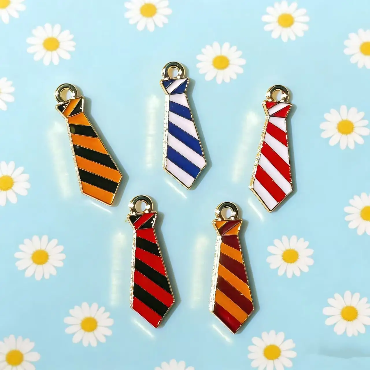 

5 PCS House Tie Enamel Charms, Wizard School Striped Tie Pendants for Jewelry Making, DIY Earrings, Necklaces & Keychains