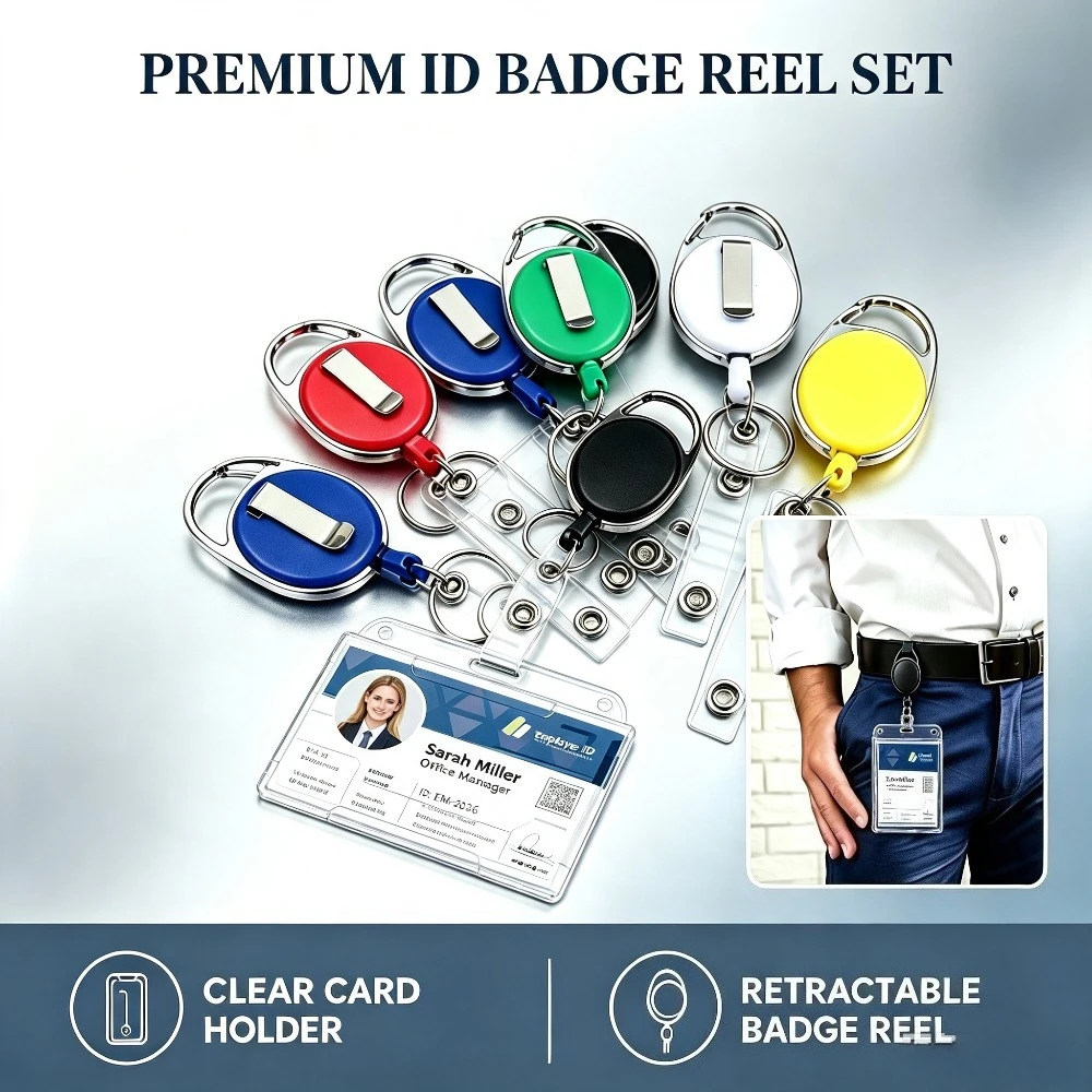 2pcs Thumb Push ID Holder Badge Cover Case Horizontal Vertical Dual Cards Organizer Badge Holder Reel Pass Working Permit Case