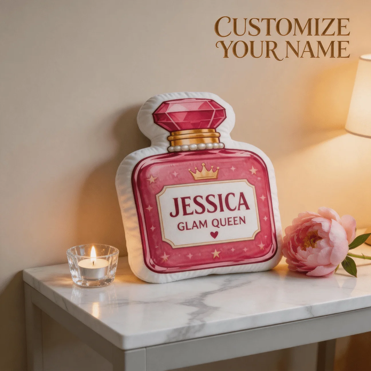 Custom Personalized Photo Shaped Pillow, Perfume Bottle Design Decorative Cushion, 70cm Large Size Accent Pillow for Sofa & Bedr