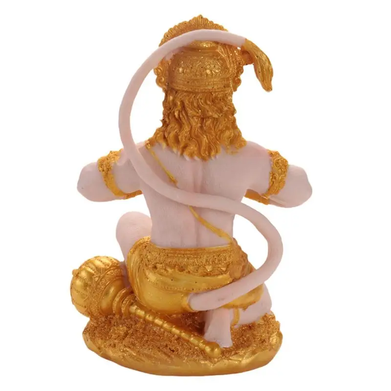 A21Q -Gold Hanuman Statue Indian Lord Sculpture India Figurine Collection Idol Murti Pooja Sculpture For Decor Ornament