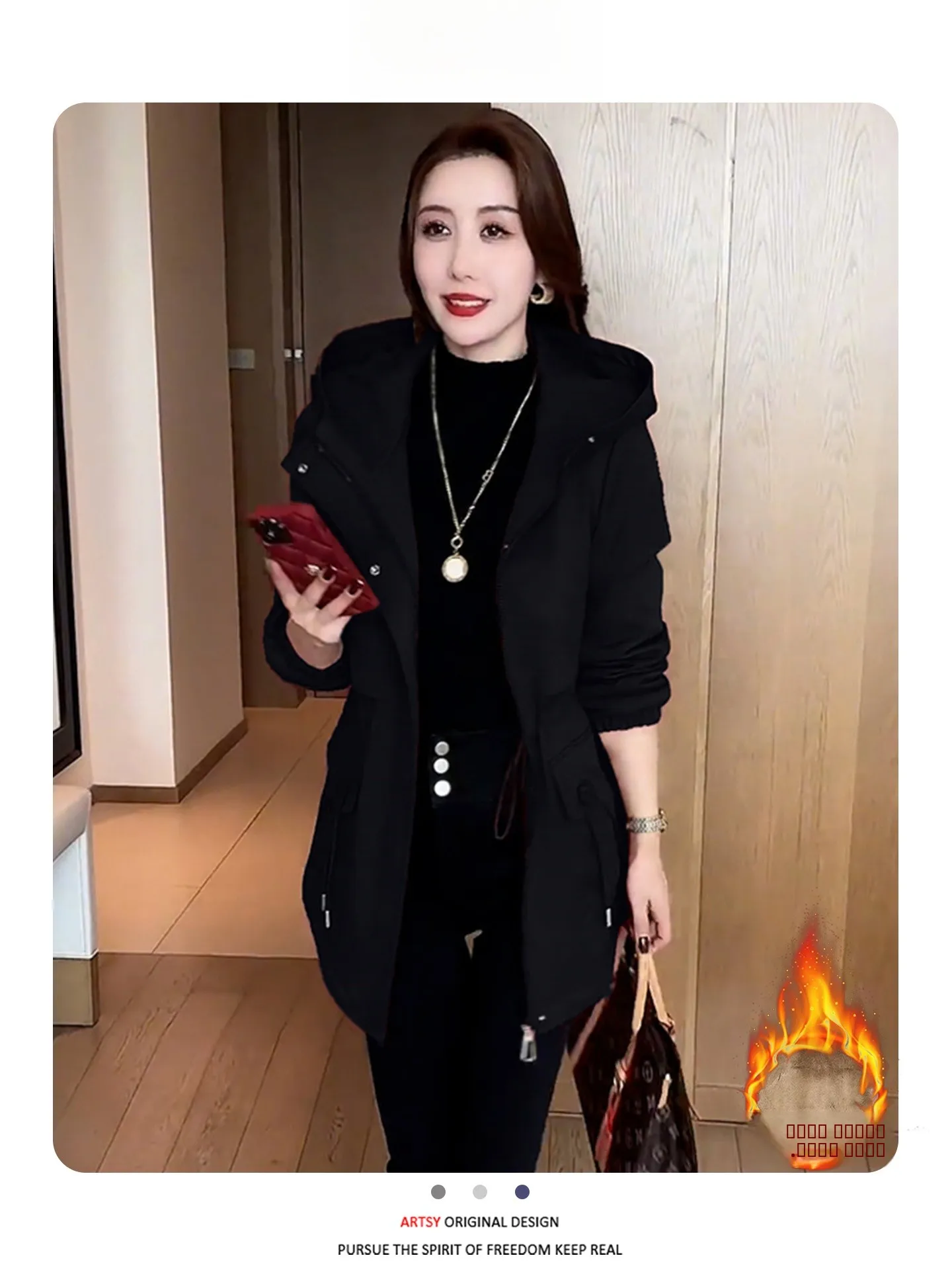 

Warm Fce Lined down Jaet Women's Loose Fit Winter Coat Thiened Hooded Cotton Padded Outerwear Faionable Commute Sle