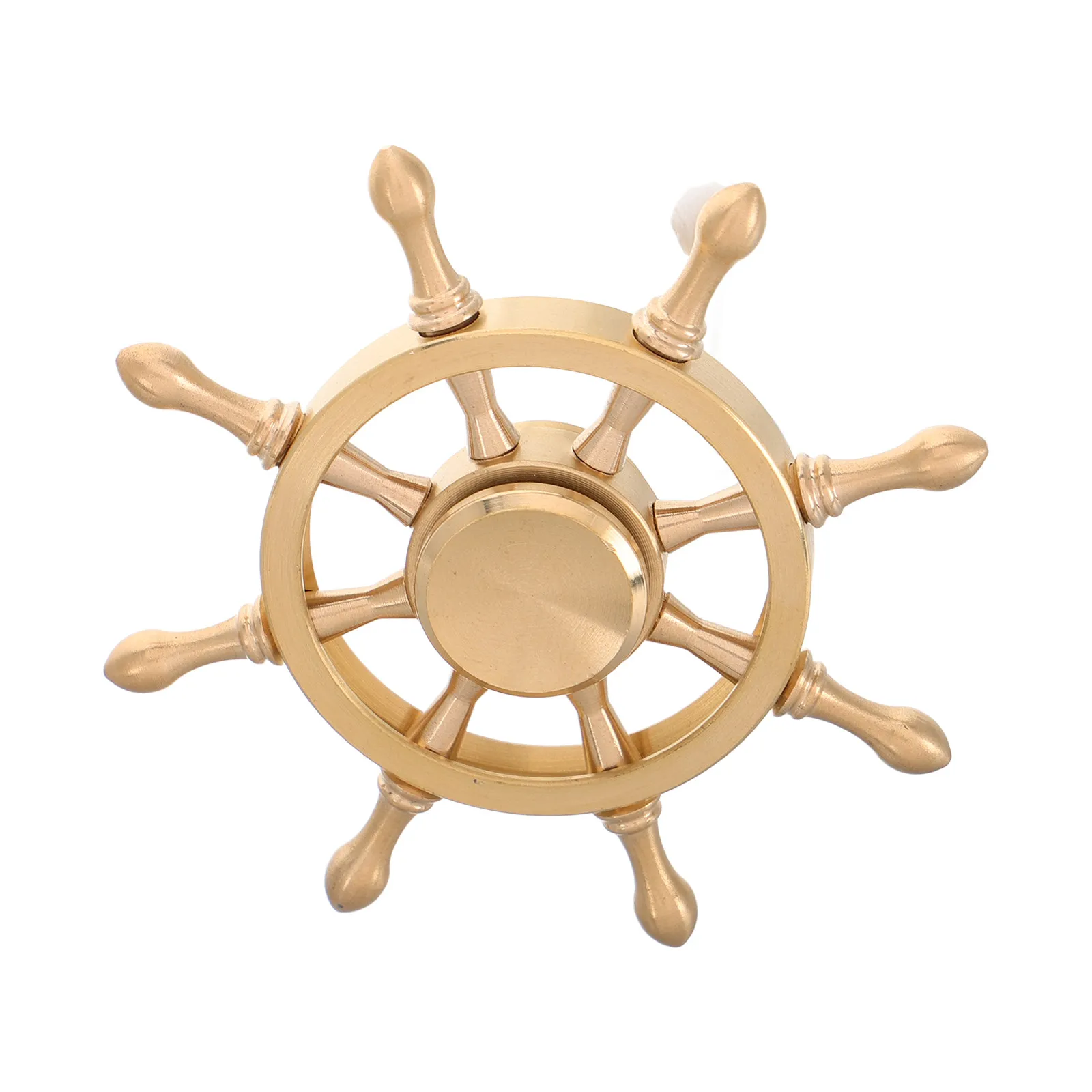 Brass Ship Wheel Desk Ornament Rotatable Nautical Home Office Decoration Marine Steering Wheel Brass Craft Stress Relief Spinner