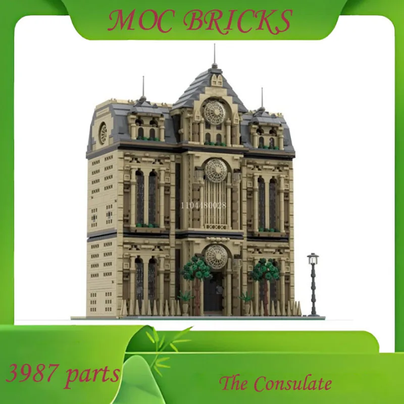 

Пользовательские 3987 шт., креативный вид на улицу, консулция, модульная модель MOC, архитектура, сделай сам, образовательная сборная модель, подарки на день рождения